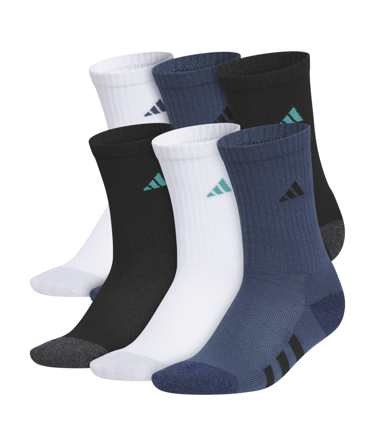 adidas Youth Athletic Cushioned 6-Pack Crew Socks Unisex Accessories Socks