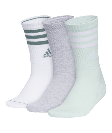 adidas Women's Cushioned 3-Stripe 3.0 3-Pack Crew Socks Unisex Accessories Socks