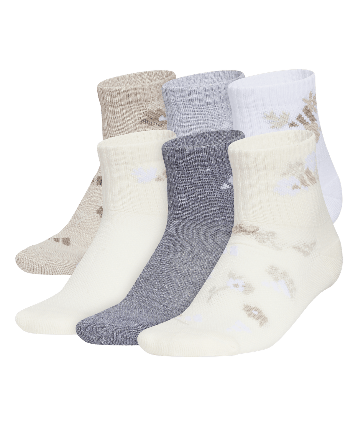 adidas Girls' Cushioned Graphic Quarter Socks 6 Pairs Unisex Accessories Socks