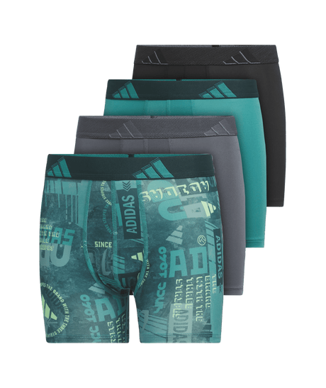 adidas Youth Microfiber Graphic 4-Pack Boxer Brief Youth Apparel Underwear & Socks
