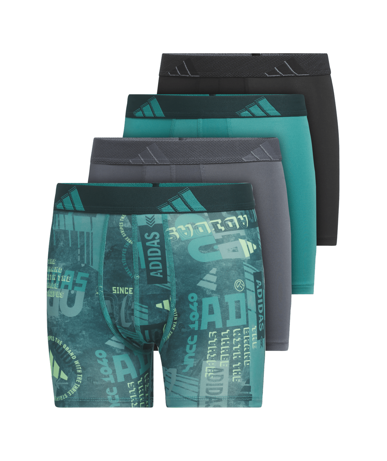 adidas Youth Microfiber Graphic 4-Pack Boxer Brief Youth Apparel Underwear & Socks