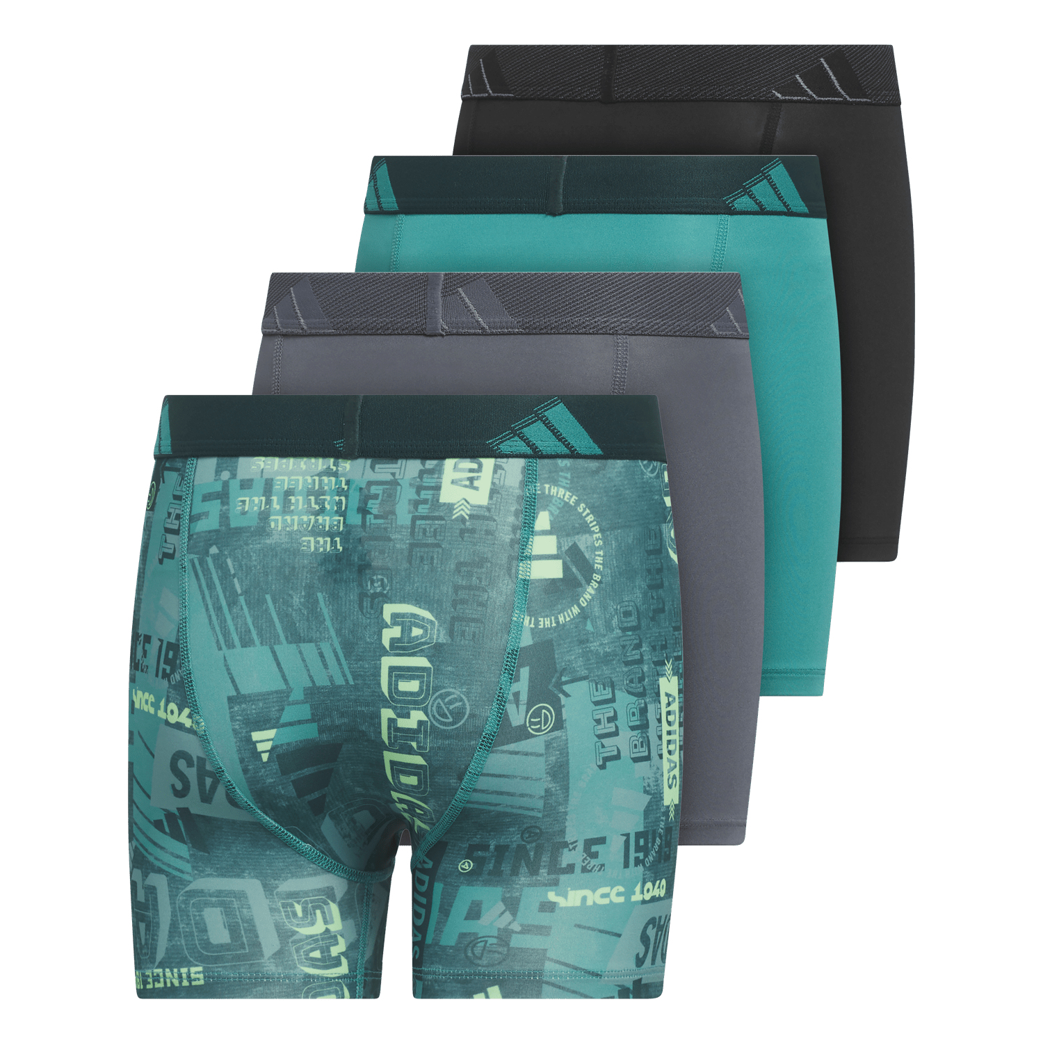 adidas Youth Microfiber Graphic 4-Pack Boxer Brief Youth Apparel Underwear & Socks