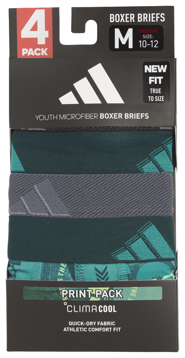 adidas Youth Microfiber Graphic 4-Pack Boxer Brief Youth Apparel Underwear & Socks