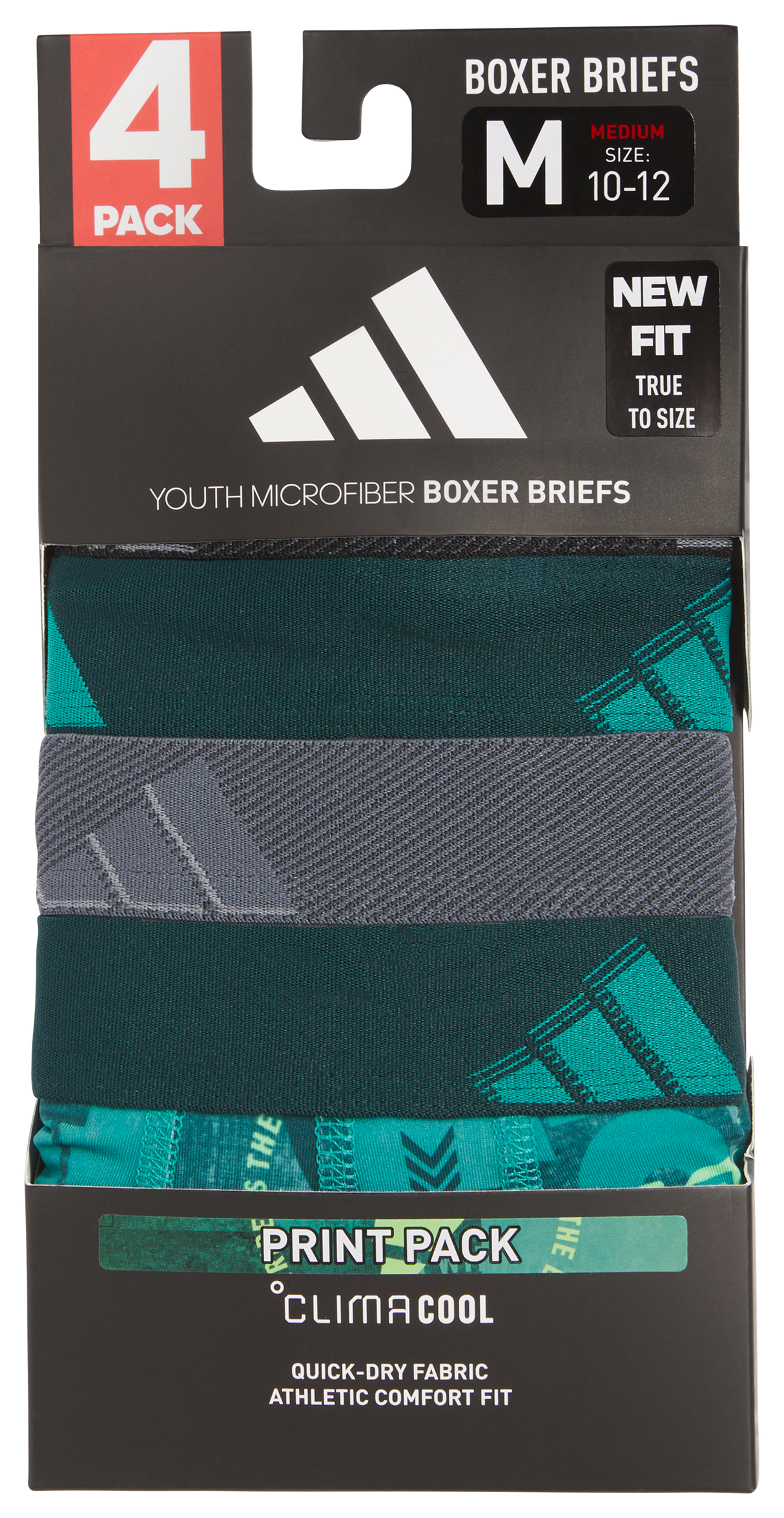 adidas Youth Microfiber Graphic 4-Pack Boxer Brief-3