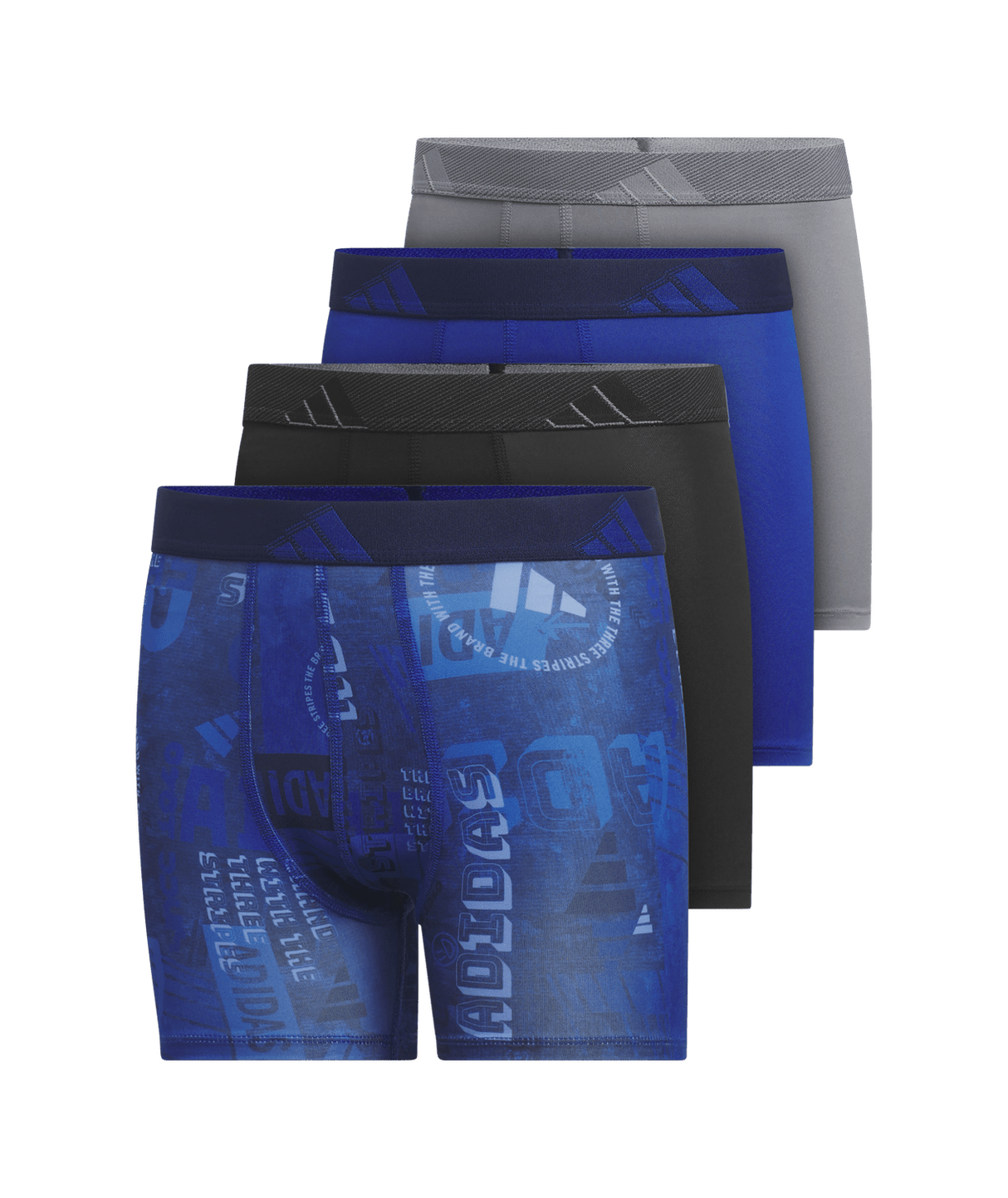 adidas Youth Microfiber Graphic 4-Pack Boxer Brief Youth Apparel Underwear & Socks