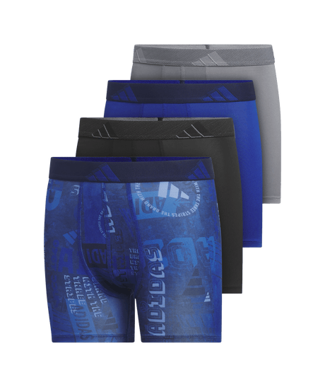 adidas Youth Microfiber Graphic 4-Pack Boxer Brief Youth Apparel Underwear & Socks