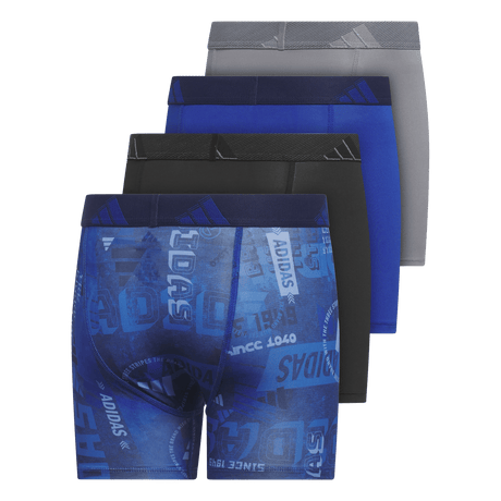 adidas Youth Microfiber Graphic 4-Pack Boxer Brief Youth Apparel Underwear & Socks
