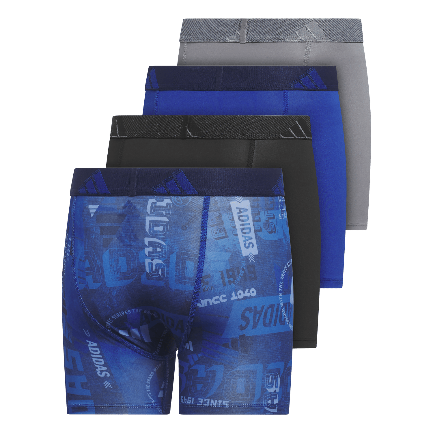 adidas Youth Microfiber Graphic 4-Pack Boxer Brief Youth Apparel Underwear & Socks