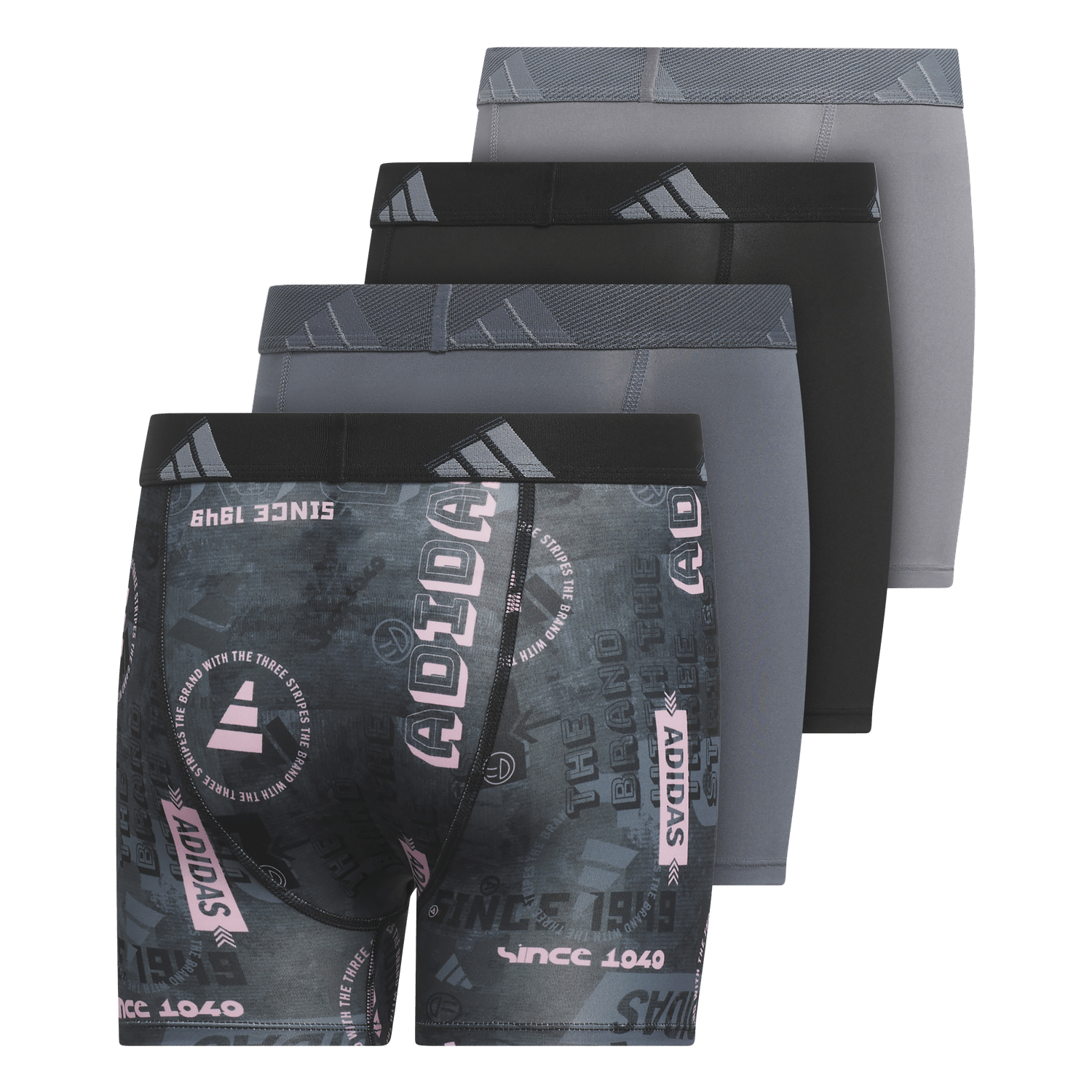 adidas Youth Microfiber Graphic 4-Pack Boxer Brief Youth Apparel Underwear & Socks