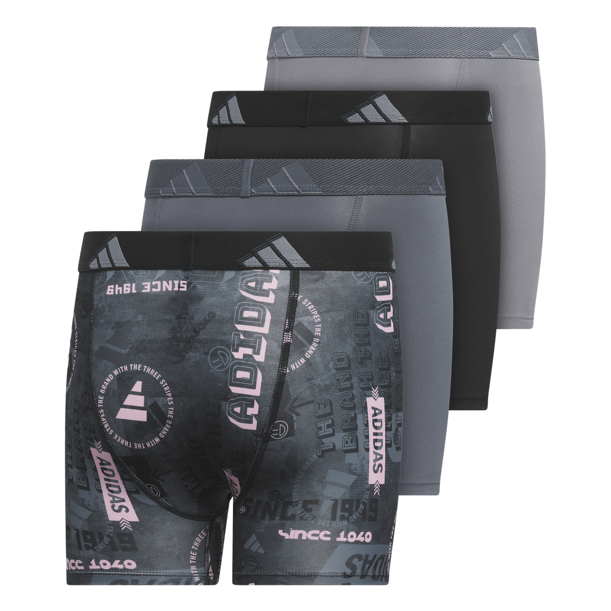 adidas Youth Microfiber Graphic 4-Pack Boxer Brief Youth Apparel Underwear & Socks