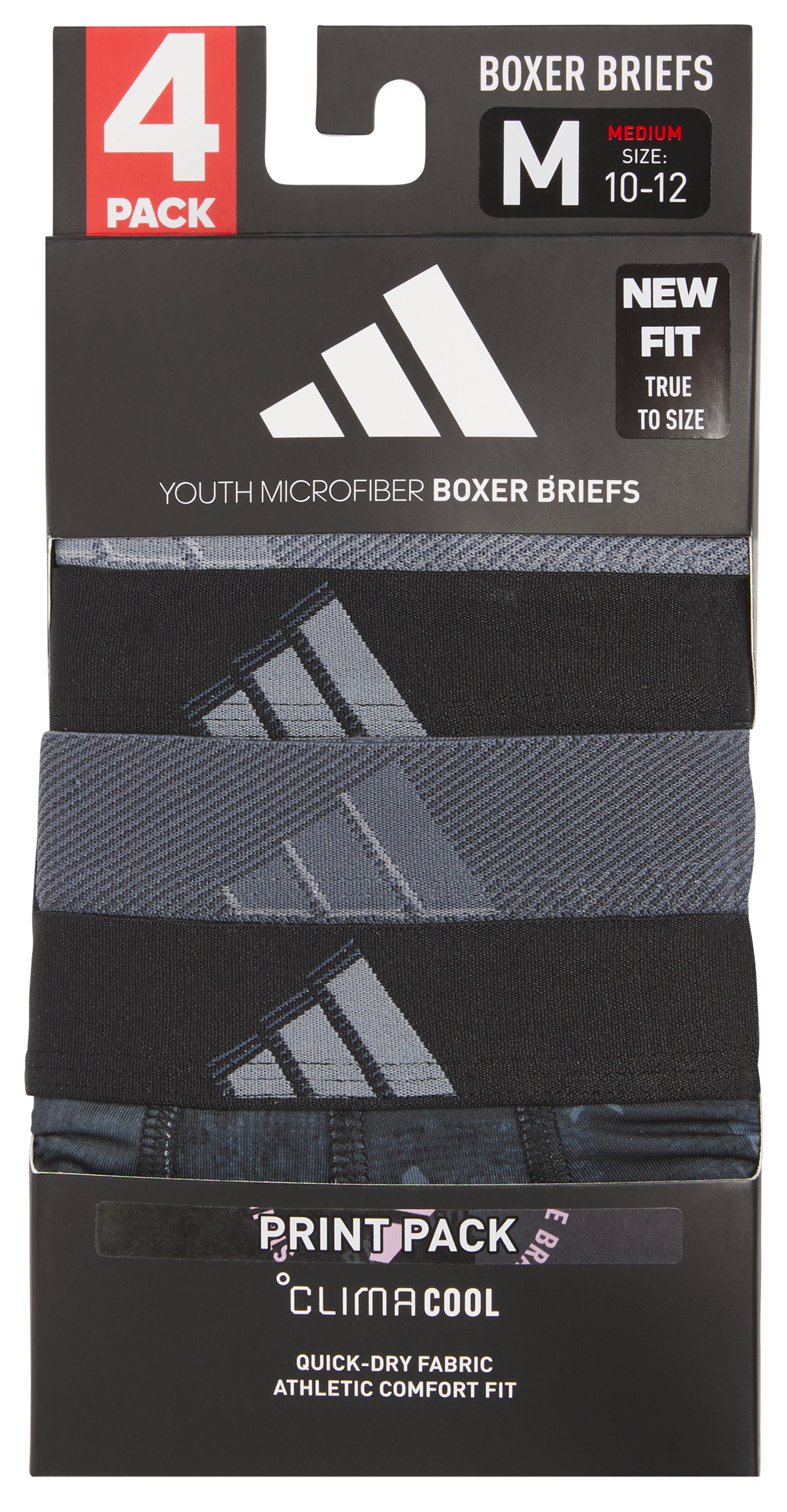 adidas Youth Microfiber Graphic 4-Pack Boxer Brief-3