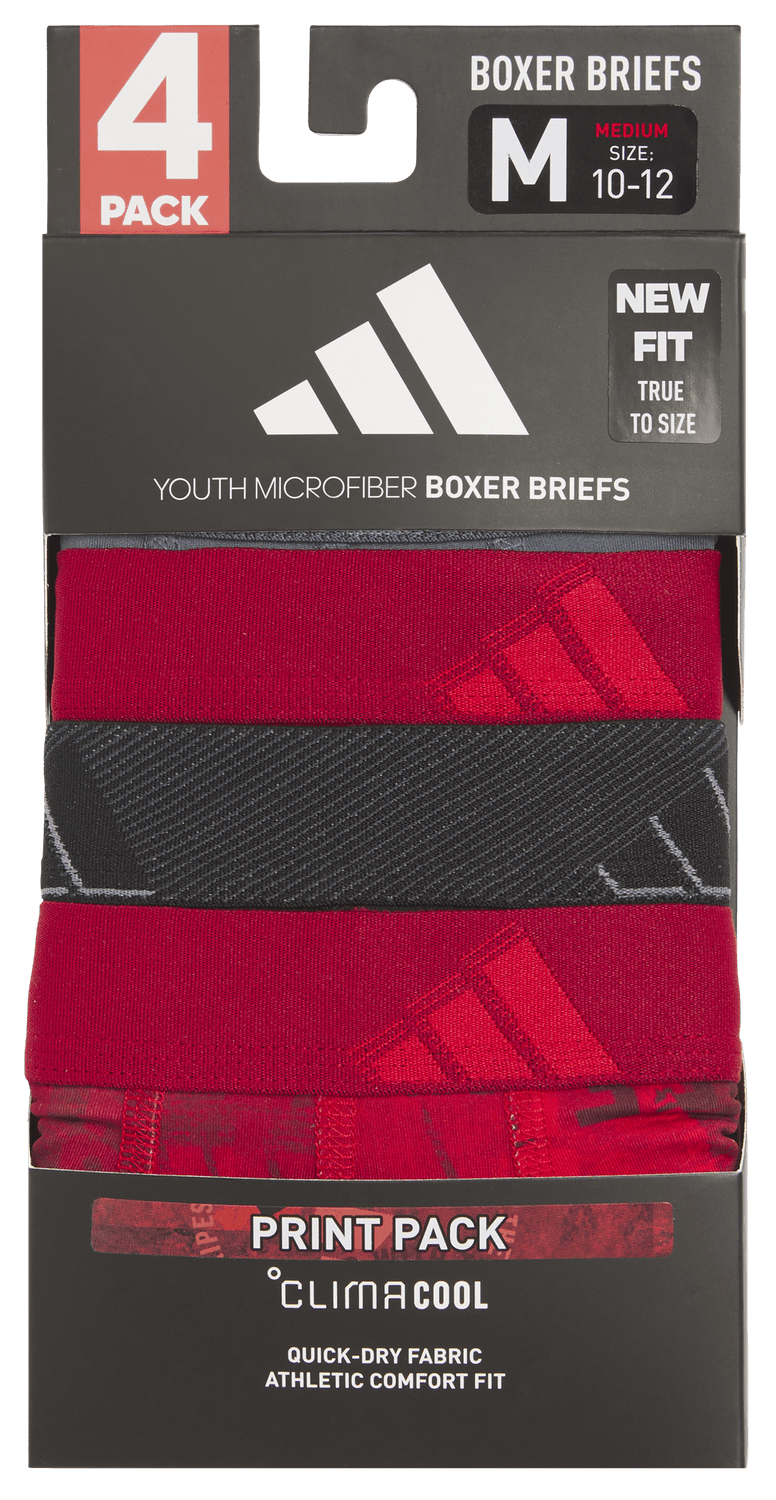 adidas Youth Microfiber Graphic 4-Pack Boxer Brief Youth Apparel Underwear & Socks