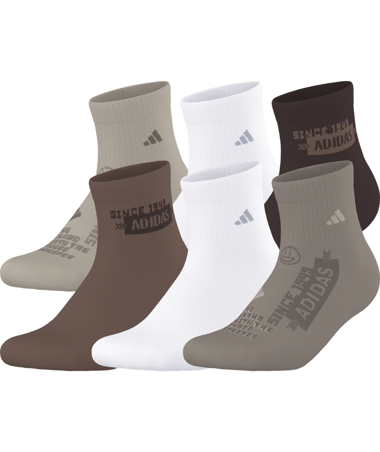 adidas Youth Cushioned Graphic Quarter Socks 6 Pairs Unisex Accessories Socks