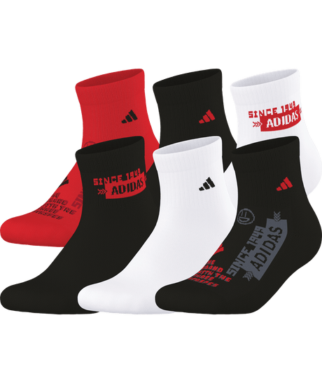 adidas Youth Cushioned Graphic Quarter Socks 6 Pairs Unisex Accessories Socks