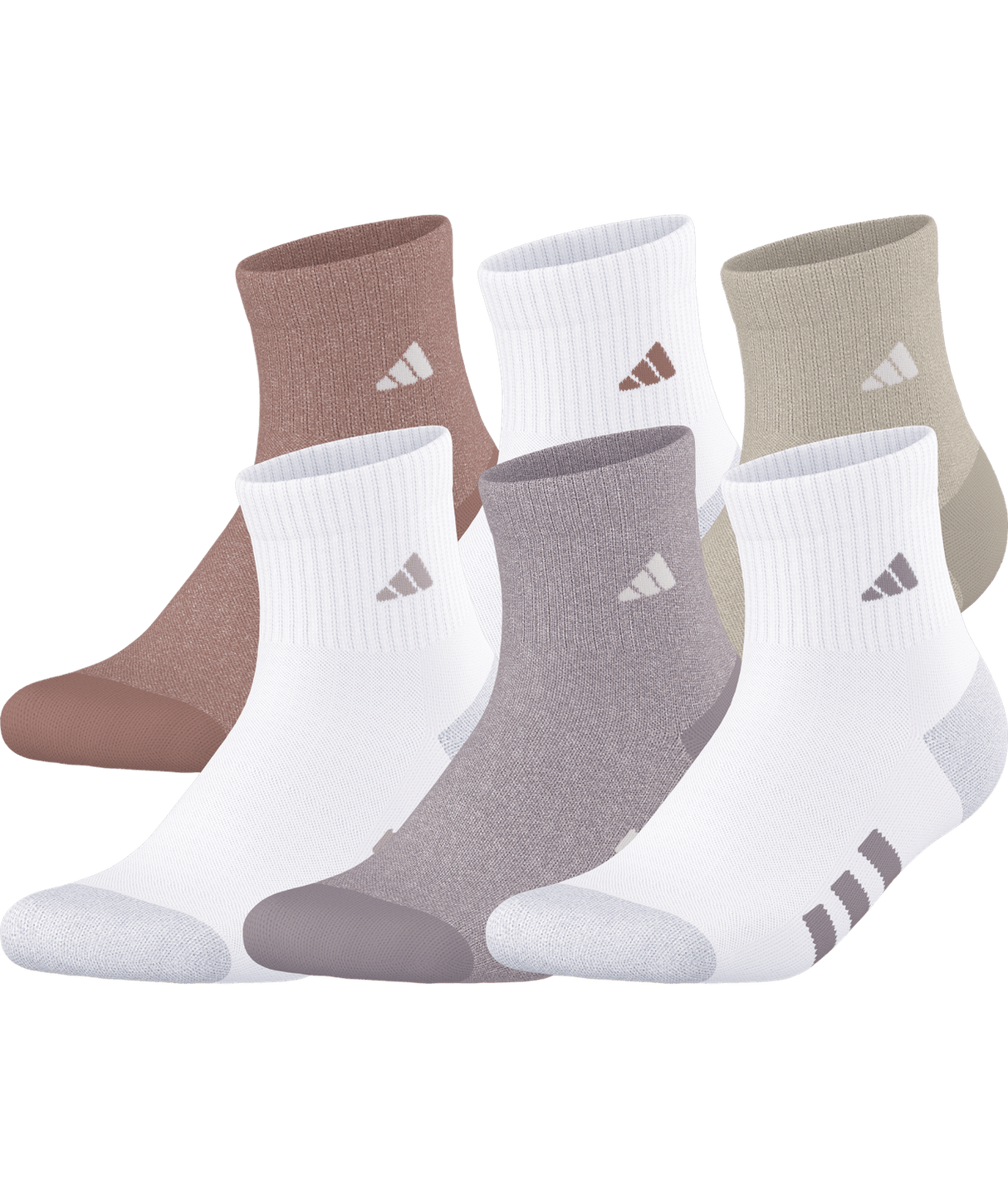 adidas Girls' Athletic Cushioned 6-Pack Quarter Socks Unisex Accessories Socks