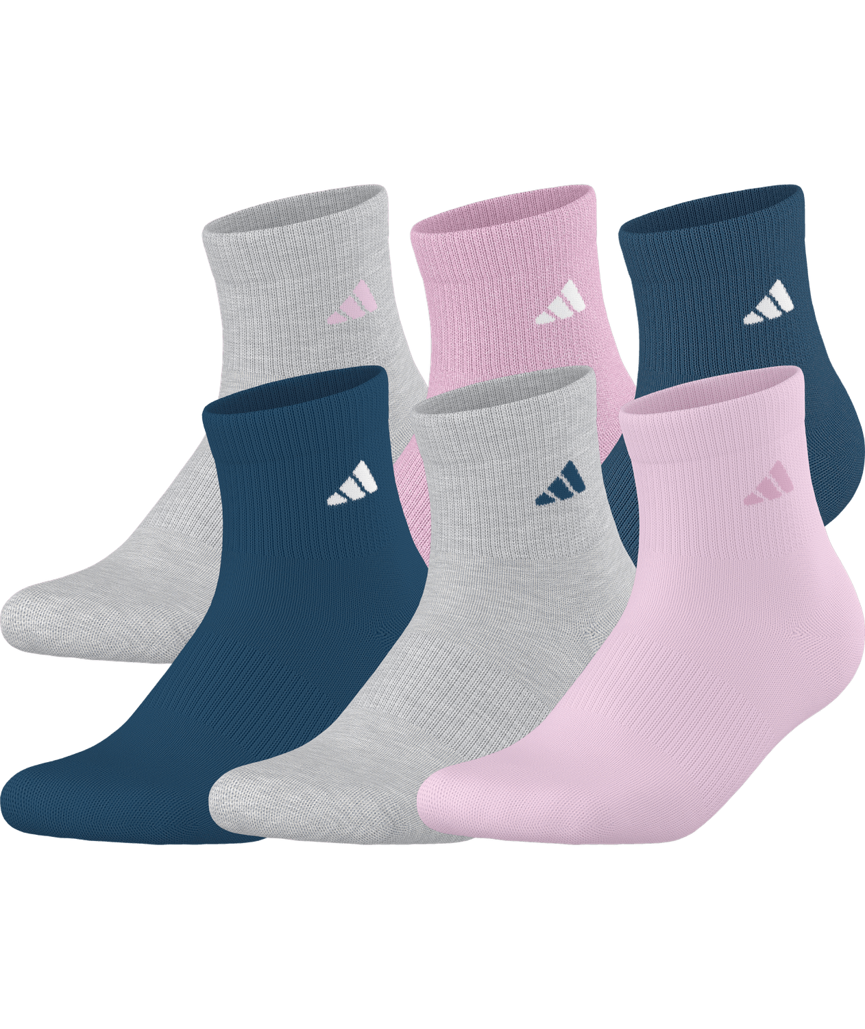 adidas Women's Athletic Cushioned 6-Pack Quarter Socks Unisex Accessories Socks