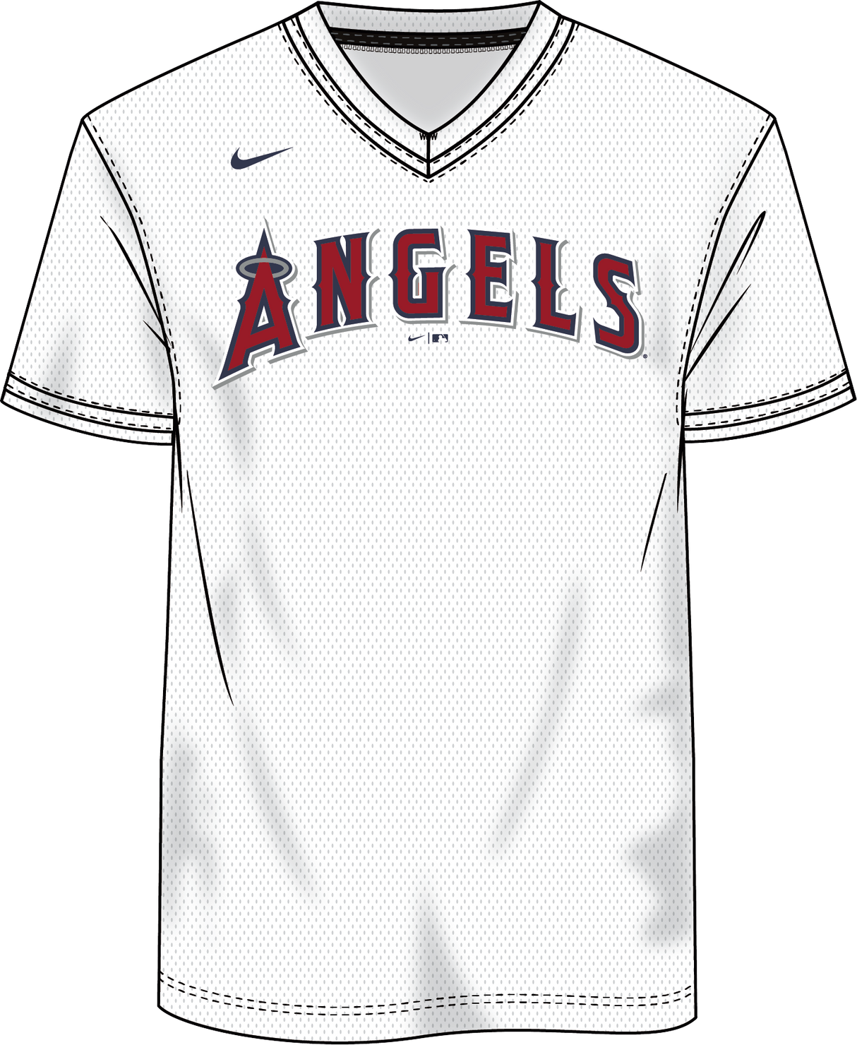 Nike Los Angeles Angels Men's Institutional V-Neck Short Sleeve Synthetic Jersey