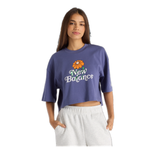 New Balance Women's Athletics Flower Oversized Cropped T-Shirt-2
