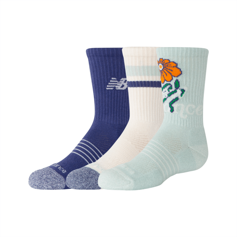 New Balance Youth Active Graphic Crew Socks 3 Pack-1