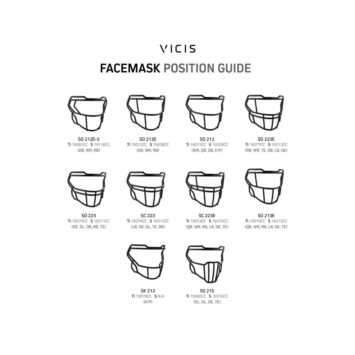 Vicis ZERO2 SO-215T Football Facemask-14