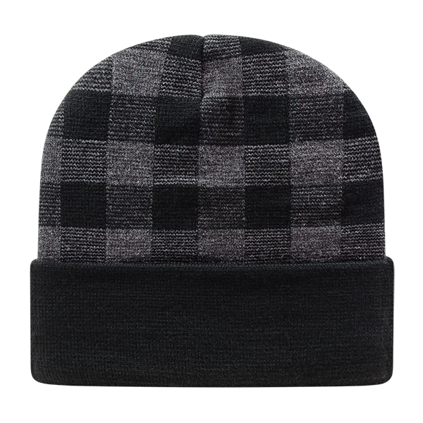 Cap America RKP12 Plaid Knit Cap with Cuff