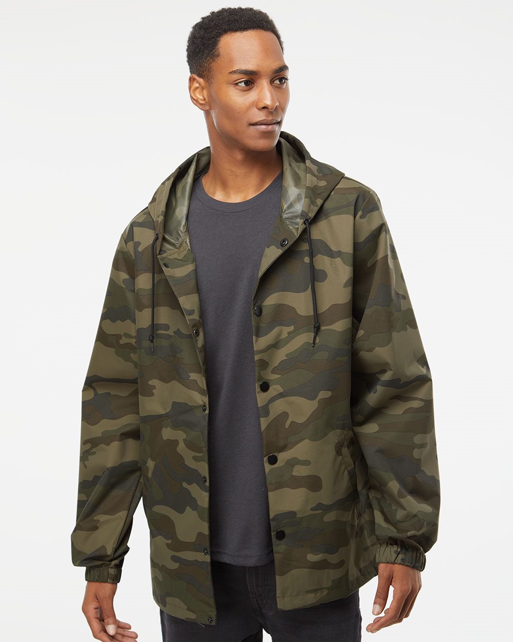 Independent Trading Co. Men's Water-Resistant Hooded Windbreaker