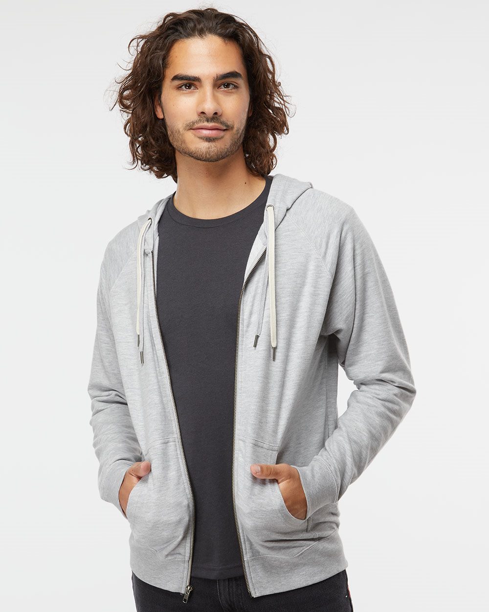 Independent Trading Co. Men's Icon Lightweight Loopback Terry Full-Zip Hooded Sweatshirt