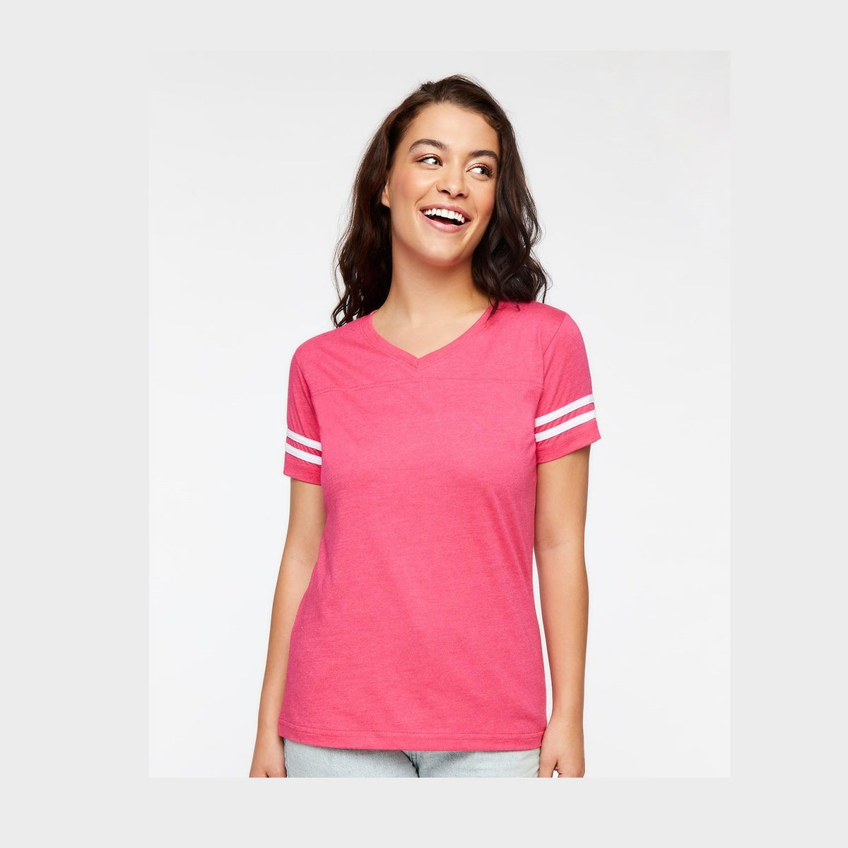 LAT Women's Football V-Neck Fine Jersey Tee