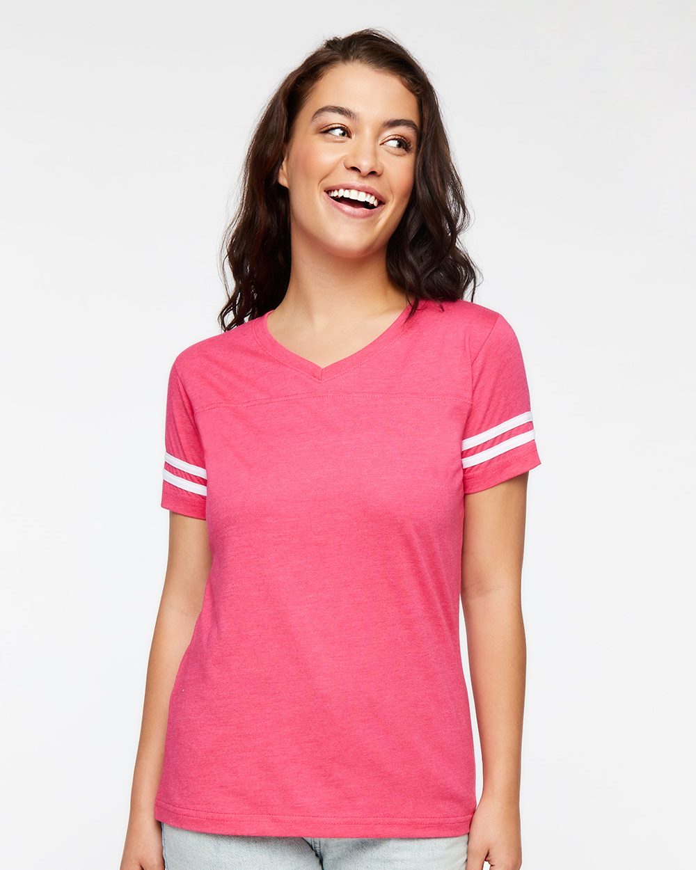 LAT Women's Football V-Neck Fine Jersey Tee