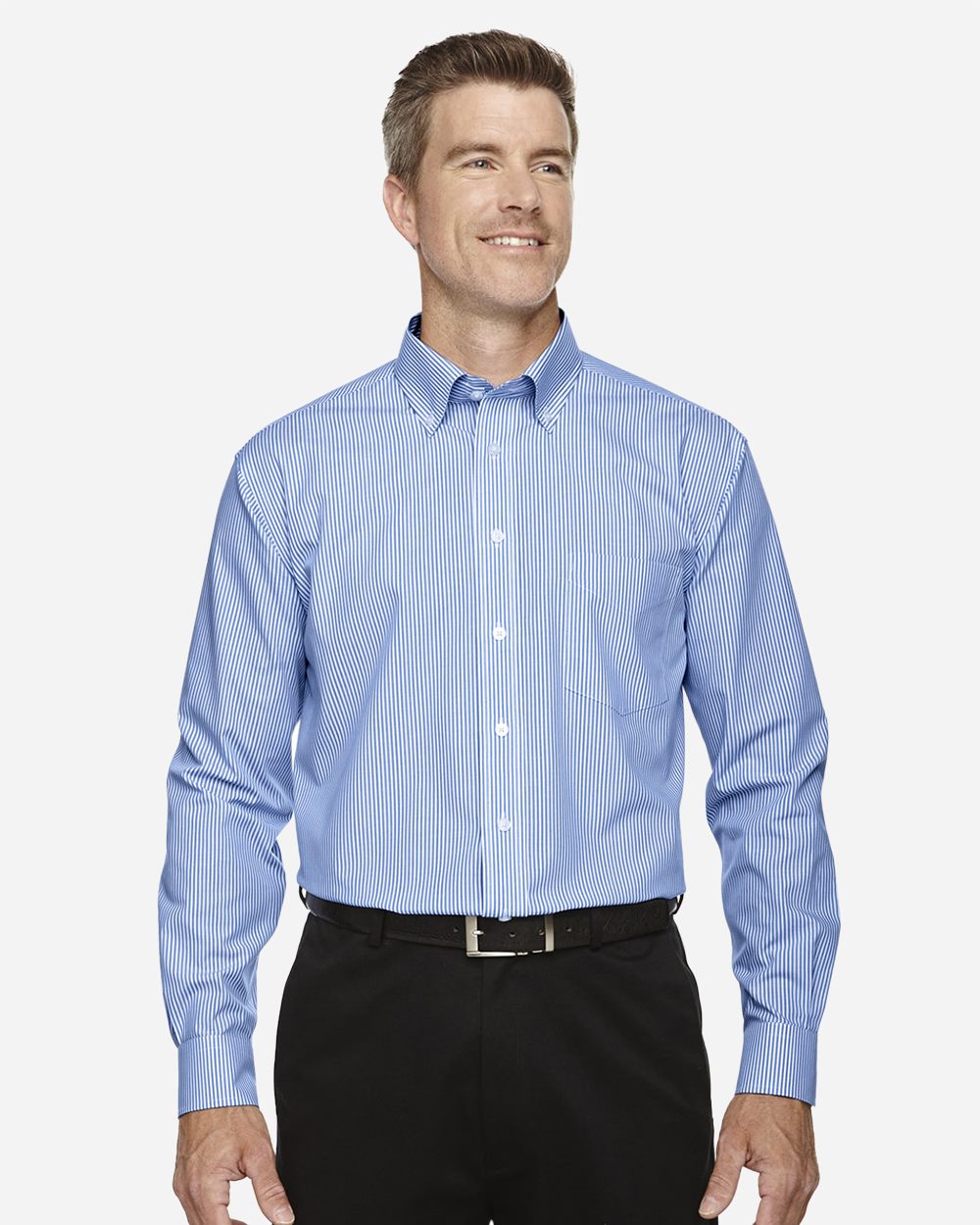 Devon & Jones Men's Crown Collection Banker Stripe Woven Dress Shirt