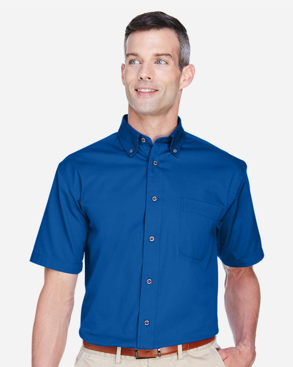 Harriton Men's Easy Blend Twill Dress Shirt with Stain-Release