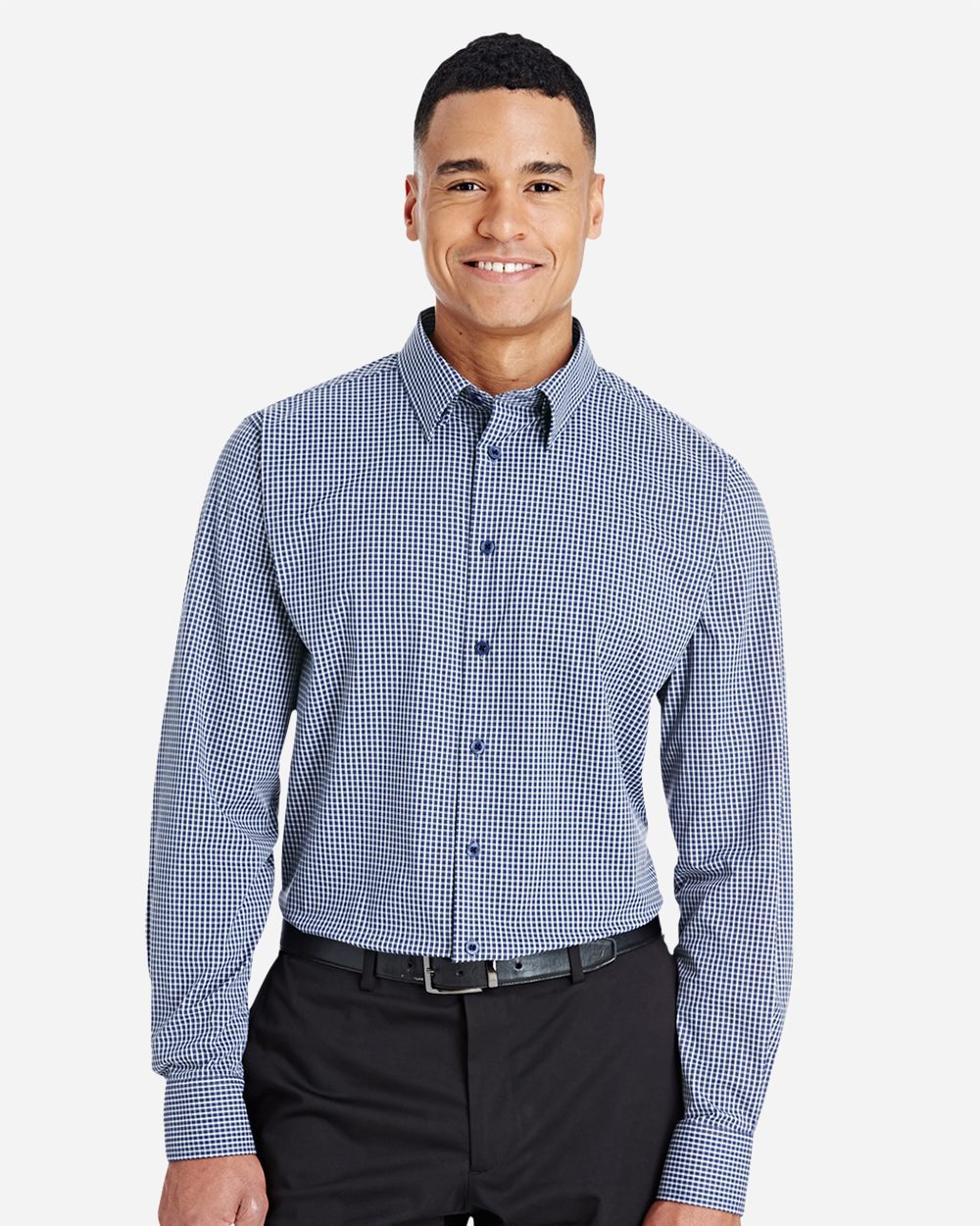 Devon & Jones Men's CrownLux Performance Tonal Mini Check Woven Dress Shirt