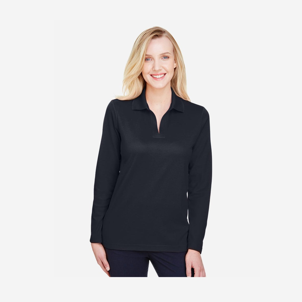 Devon & Jones Women's CrownLux Performance Plaited Long Sleeve Polo