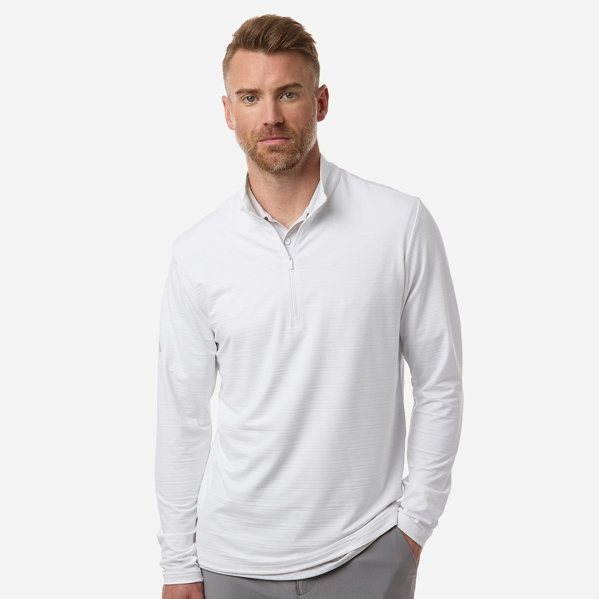 adidas Men's Textured Stripe Quarter-Zip Pullover