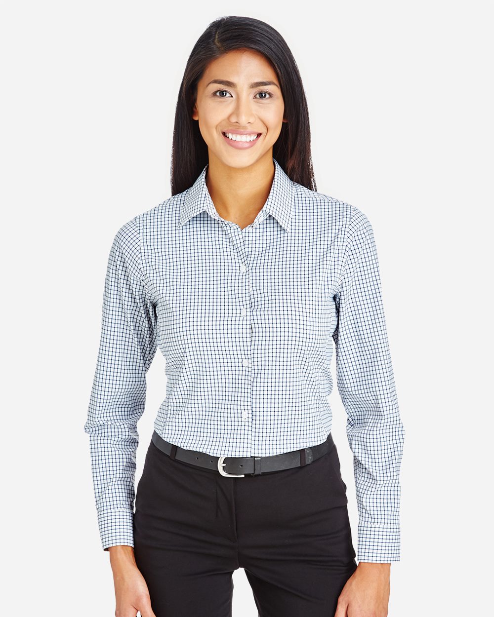 Devon & Jones Women's CrownLux Performance Micro Windowpane Woven Dress Shirt