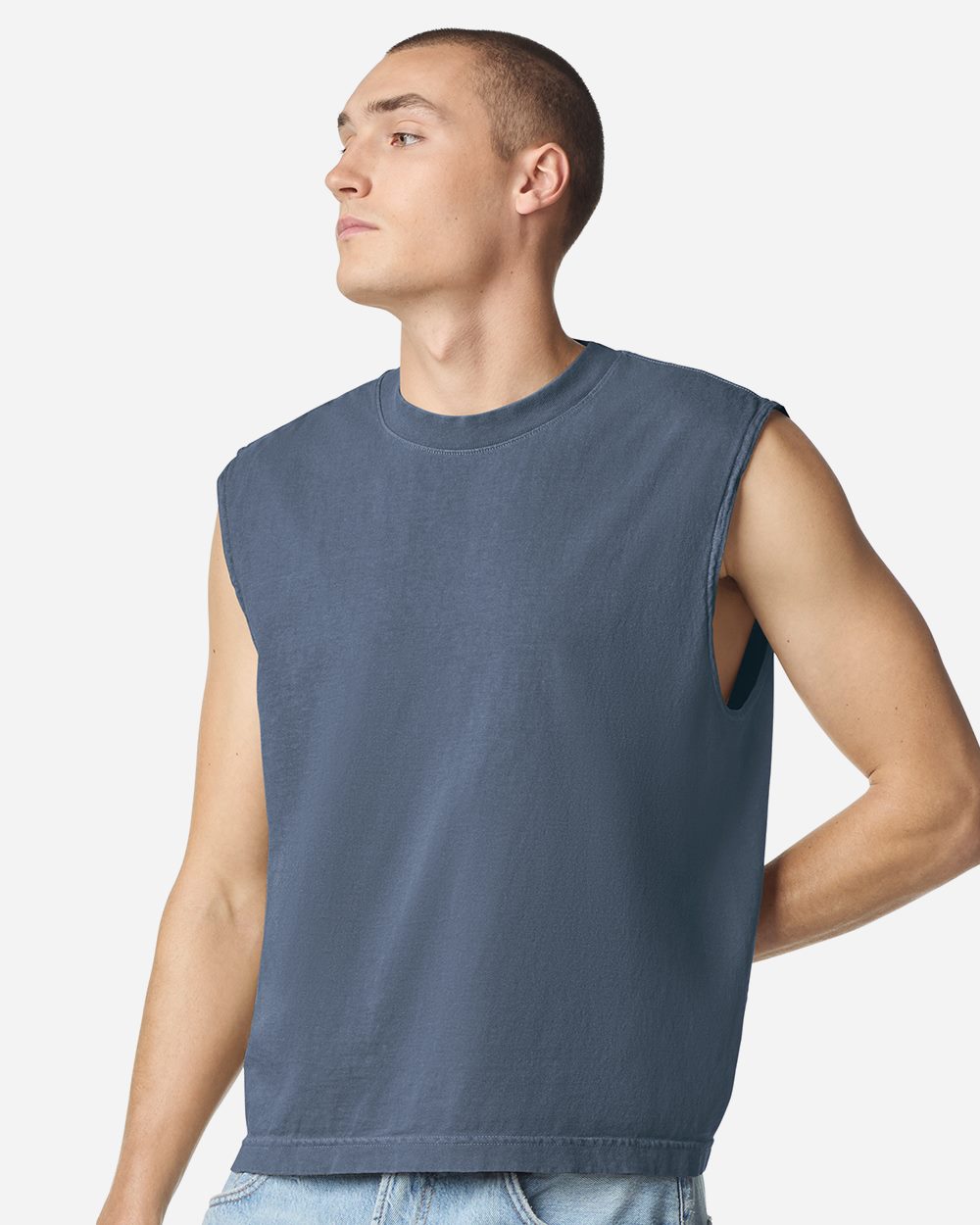 American Apparel Men's Heavyweight Cotton Garment-Dyed Mid-Length Muscle Tee