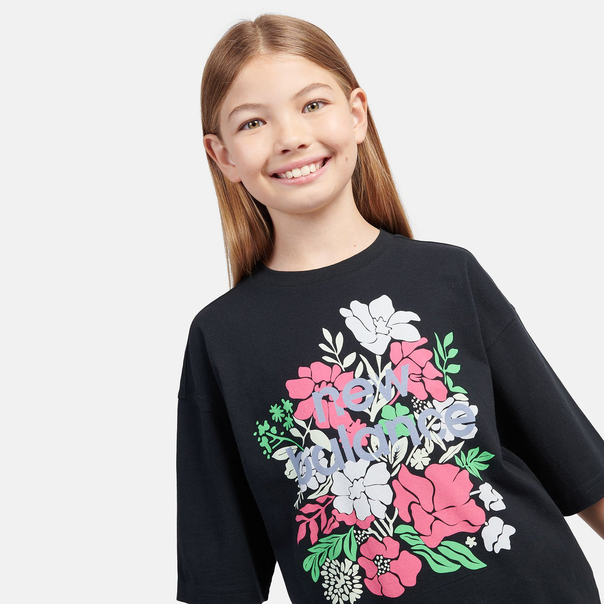 New Balance Girls' Stacked Floral Graphic T-Shirt-8