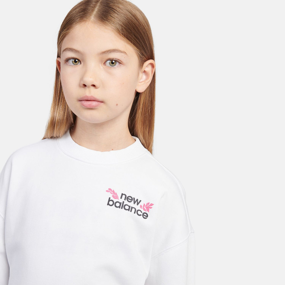 New Balance Girls' Floral Back Graphic Crew-11