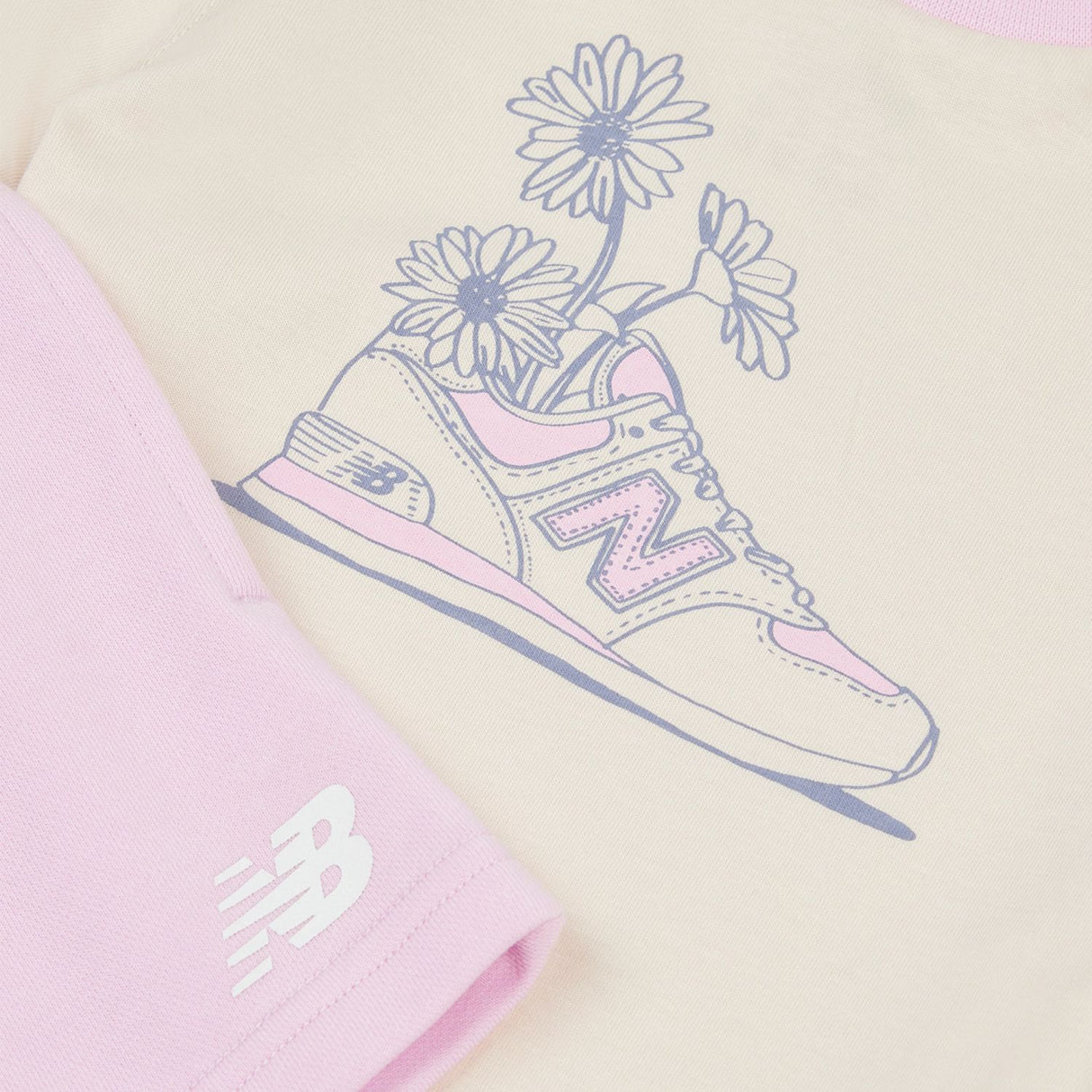 New Balance Girls' Floral Shoe Graphic Tee & Shorts Set-3
