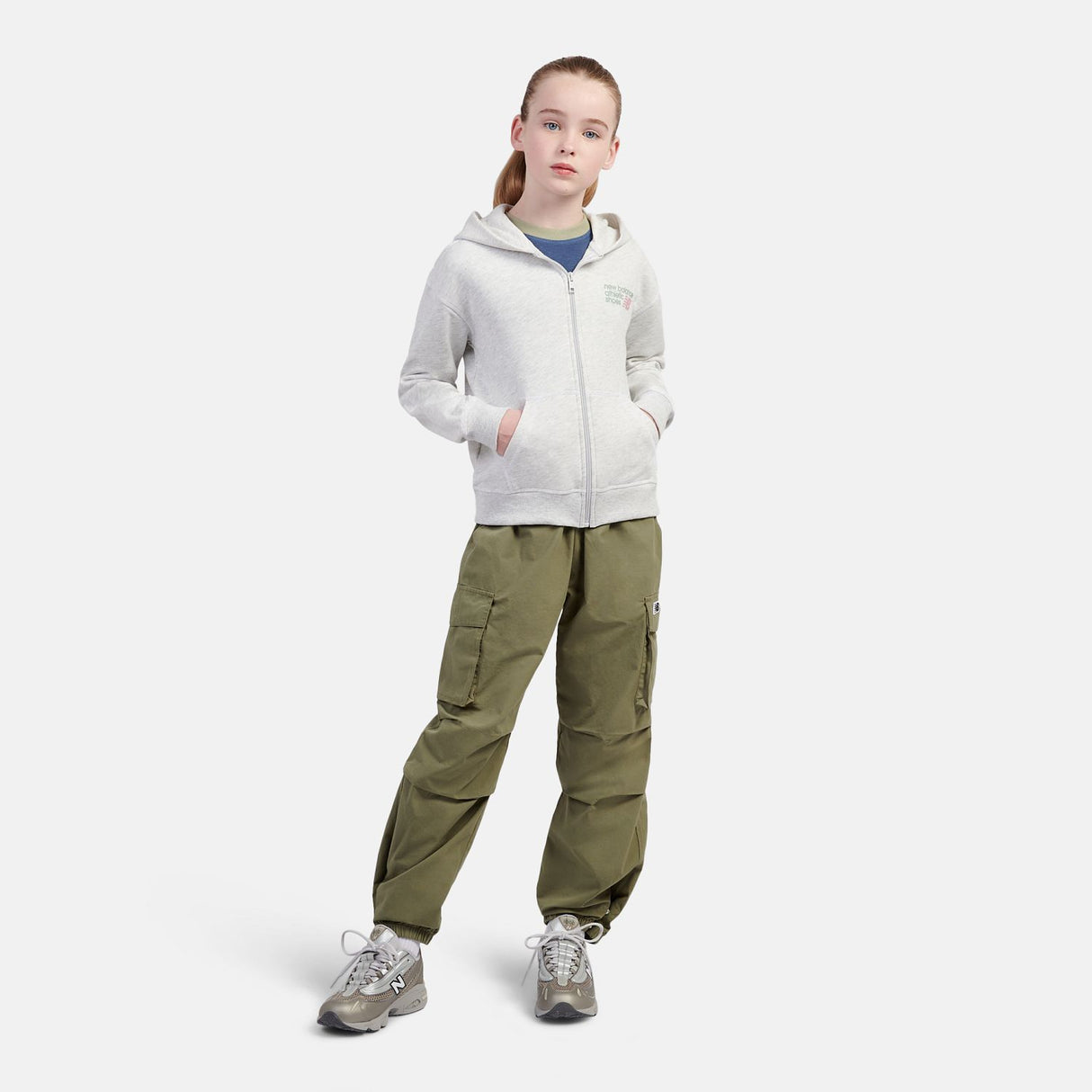 New Balance Girls' Athletic Shoes Full Zip Hoodie-5