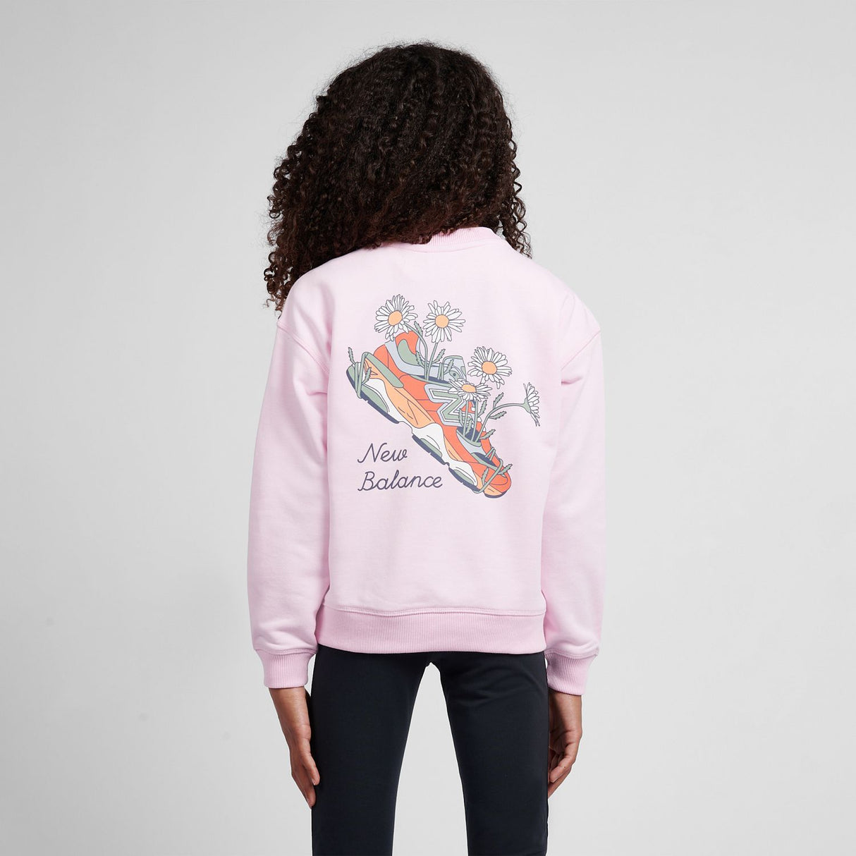 New Balance Girls' Flower Shoe Graphic Crew-8