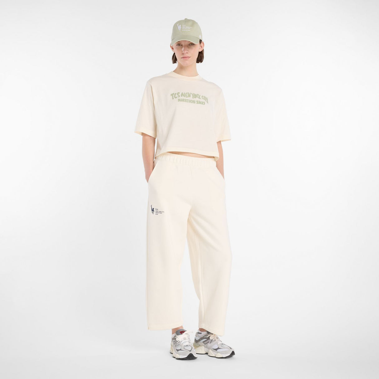New Balance Women's NYC Marathon Linear Heritage Fleece Barrel Leg Pants-1