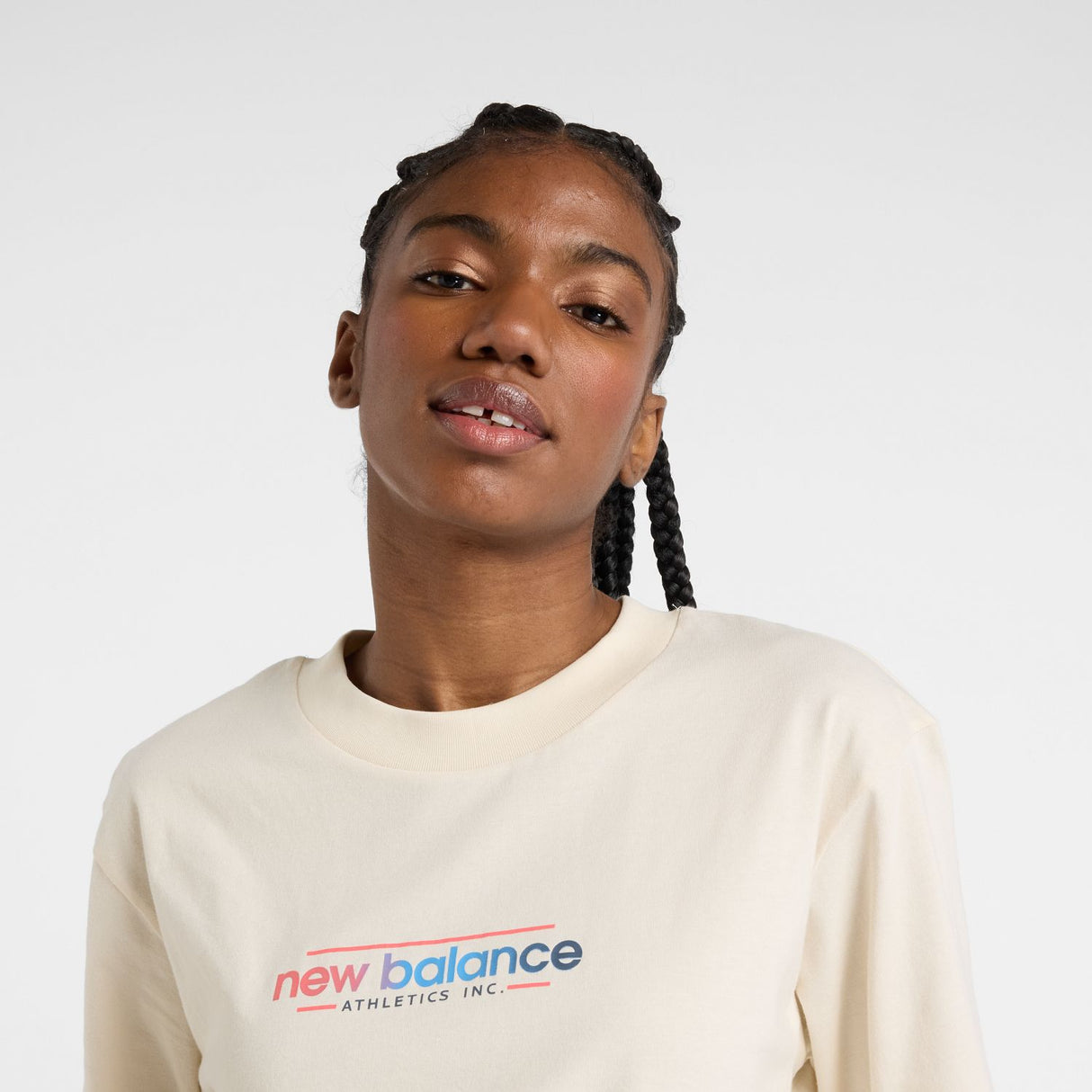 New Balance Women's Center Multi Color Cropped T-Shirt-4