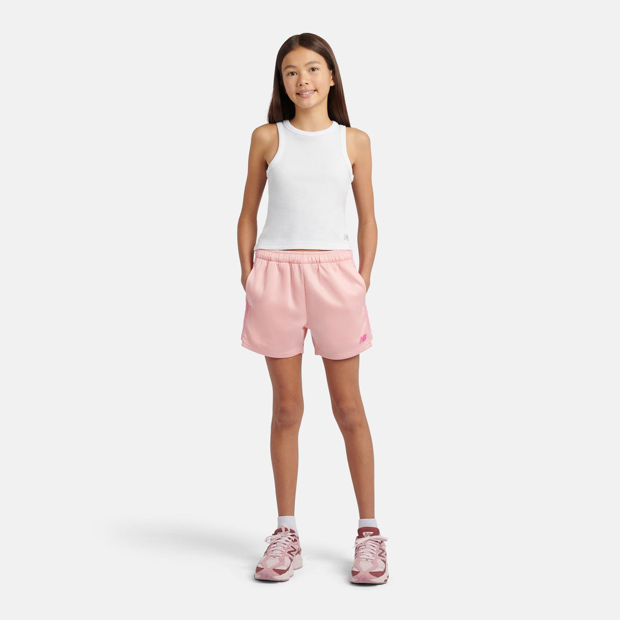 New Balance Girls' Linear Team Shorts-5