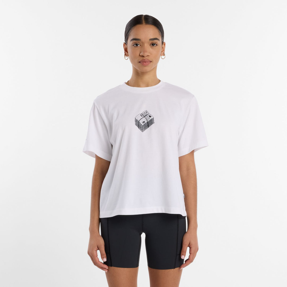 New Balance Women's RBC Brooklyn Half Graphic T-Shirt - Newspaper-1