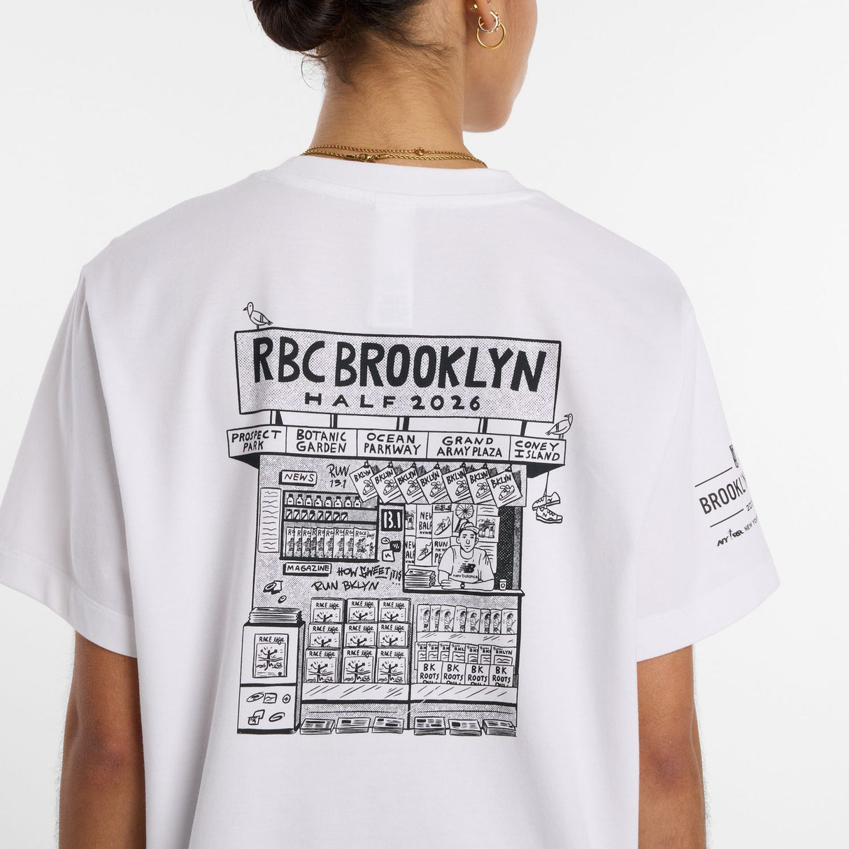 New Balance Women's RBC Brooklyn Half Graphic T-Shirt - Newspaper-4