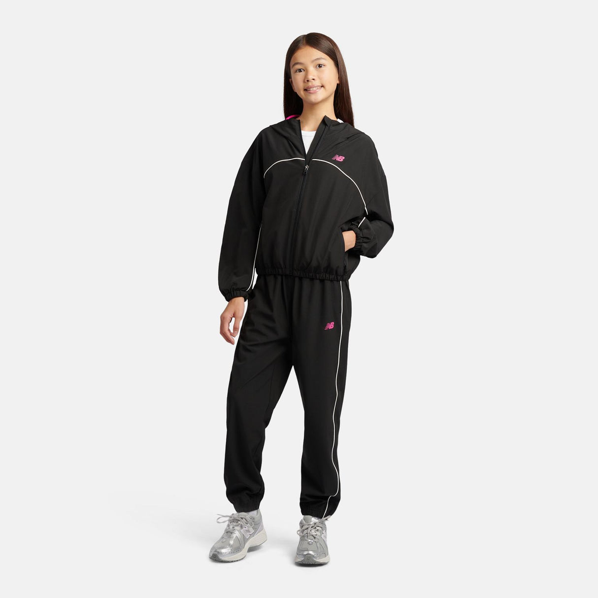 New Balance Girls' Contrast Piping Track Jacket-2