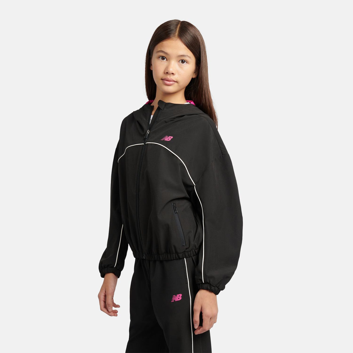 New Balance Girls' Contrast Piping Track Jacket-4