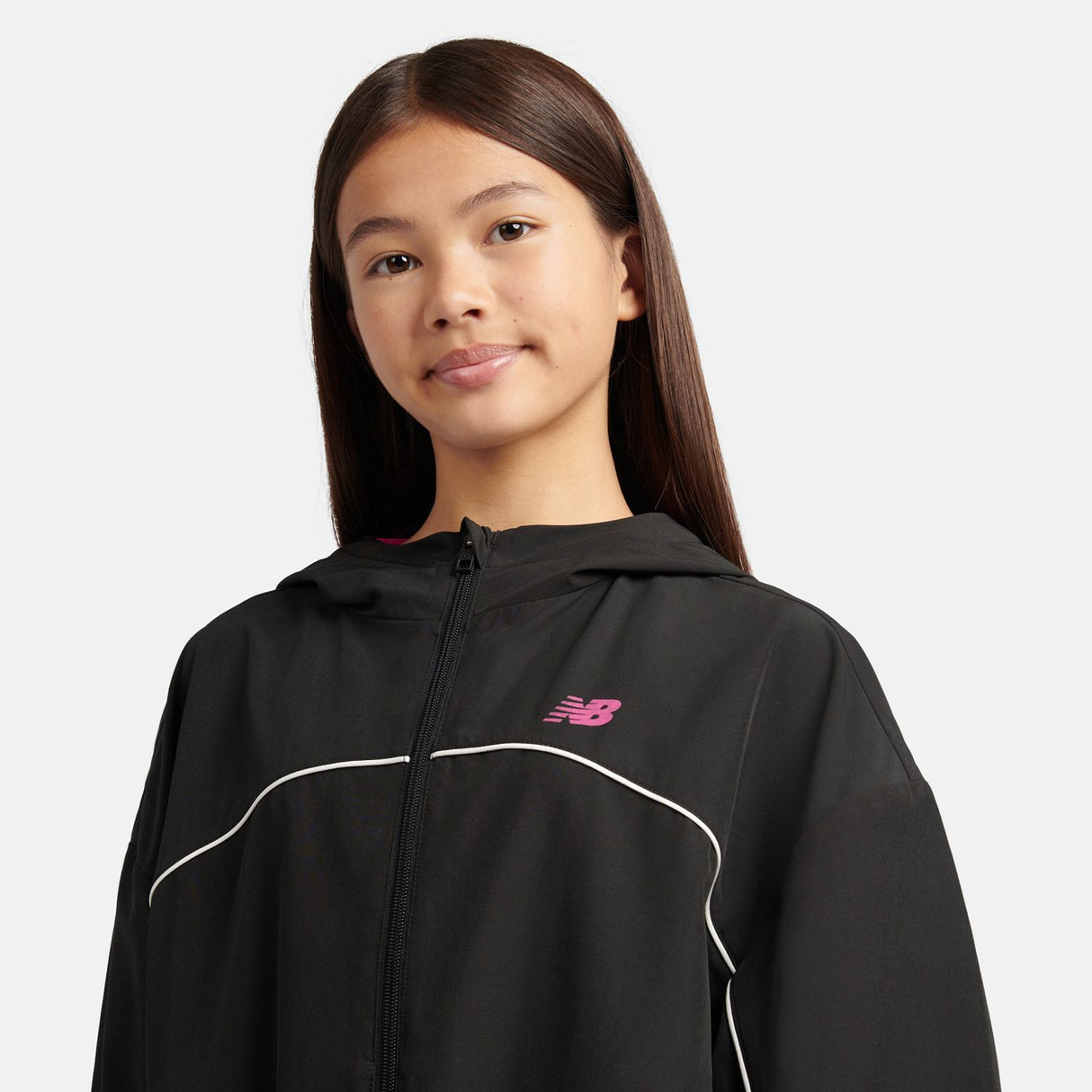 New Balance Girls' Contrast Piping Track Jacket-6