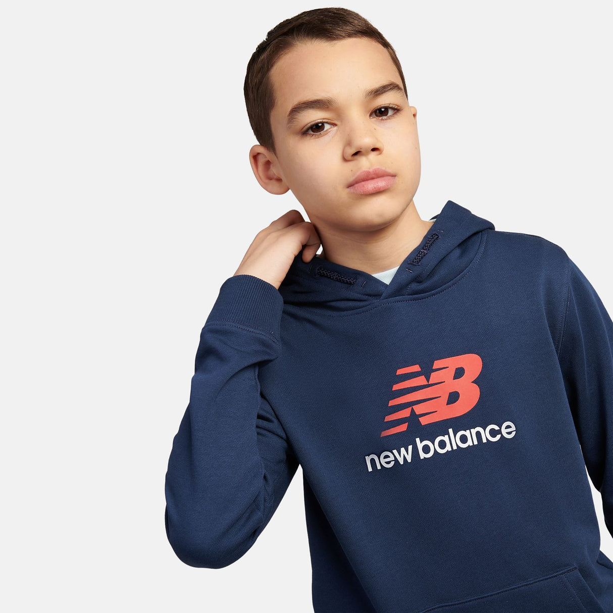 New Balance Boys' French Terry Stacked Logo Hoodie-4